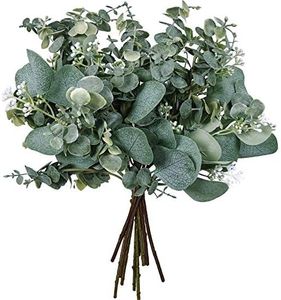 Bulk Artificial Silver Dollar Eucalyptus Leaves Picks Stems and Faux Branches for Vase Bouquets Floral Arrangement Wreath Rustic Farmhouse Greenery Decoration