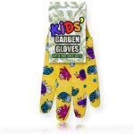 AKH® Kids Garden Gloves | One Size Age 3+ | Children's Gardening Gloves | PVC Grip Dots Featured Palm | Yellow Colour Design Garden Gloves For Unisex Girls, Boys | Hand Protection Garden Work Gloves