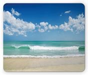 Lunarable Modern Mouse Pad, Sandy Beach with Open Skyline in The Island Coastal Peaceful Holiday Print, Rectangle Non-Slip Rubber Mousepad, Standard Size, Turquoise Cream