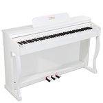 ZHRUNS Digital Piano,88 Heavy Hammer Piano Keys with Touch Response Electric Keyboard Piano for Beginner/Music Stand+Power Adapter+3 Metal Pedals+Instruction Book,Headphone Jack/MIDI Input(White)