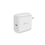 Amazon Basics 65W One-Port GaN USB-C Wall Charger for Laptops, Tablets and Phones with Power Delivery - White