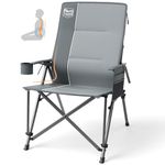 Timber Ridge Oversized Camping Chair with Lumbar Support, Portable Folding Chair Heavy Duty for Adults Supports 450 LBS for Outdoor Camping Lawn, with High Back, Cup Holder, Side Pocket, Grey