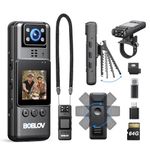 BOBLOV A23 Mini Body Cameras, 64GB Body Cam with Rotate Lens, up to 9 Hours Battery Life, Bodycams with Bike Mount, Night Vision, 360° Clip, Lanyard for Walking, Cycling, and Outdoor Adventures