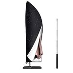 Parasol Cover with Contraction Rod,Waterproof, Windproof, Fade Resistant, Anti-UV, Heavy Duty Rip Proof Oxford Fabric Extra Banana Umbrella Cover with Zip (265x50/70/40cm) (Black)