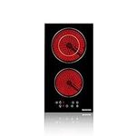 thermomate 30cm Ceramic Hob, Built-in 2 Zones Electric Cooktop, 9 Heating Level, Timer & Kid Safety Lock, Sensor Touch Control, 3200W Hard Wired, No Plug Included