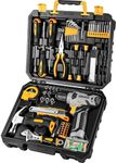 DEKOPRO 126 Piece Power Tool Combo Kits with 8V Cordless Drill, 10MM 3/8'' Keyless Chuck, Professional Household Home Tool Kit Set, DIY Hand Tool Kits for Garden Office House Repair