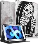 Uppuppy for iPad 9th/8th/7th Generation Case 10.2 Inch Girls Cute Women Skull Folio Smart Cover Pencil Holder Boys Skeleton Goth Funny Scary Horror Cases for Apple iPad 7/8/9 Gen A2602 A2270 A2197