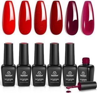 beetles Gel Polish Red Gel Nail Polish Set - 6 Colors Bloody Mary Collection Popular Shimmer Red Burgundy Gel Polish Kit Nail Art Design Soak Off Uv LED Gel Nail Kit Minicure DIY Home beetles Gel Polish Valentine's