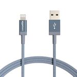 Amazon Basics Nylon USB-A to Lightning Cable Cord, MFi Certified Charger for Apple iPhone, iPad, Dark Gray, 6-Ft, 2-Pack