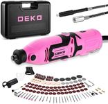 Multi Rotary Tool Kit 170W: DEKOPRO 126pc DIY Tool Kit for Wood/Metal - Mini Electric Sander/Drill Set with Flex Shaft for Carving,Cutting,Sanding,Grinding,Polishing, Engraving(Pink)