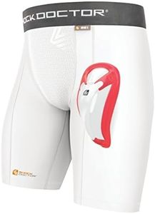 Shock Doctor Compression Shorts with Bio-Flex Supporter Cup Included. Youth & Adult Men, White,Boys: Small