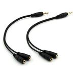 ONXE 2-Pack Gold Plated 3.5mm Stereo Jack Splitter Cable Adapter Connectors,3.5mm Male to 2 X Female - for Connecting External Speakers or Use Both Output for Speakers for iPod, Mp3 Player