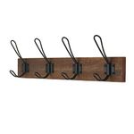 keypak Rustic Wall Mounted Coat Rack, Double Wire Hooks on Wooden Base, Ideal for Entryway Hallway Living Room Bathroom, Fixings Included (4 Hooks, Antique Finish)