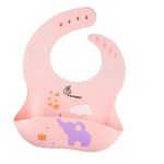 R for Rabbit Safari Silicone Bib for Baby Food Feeding BPA Free, Baby Apron Adjustable Straps, Built-in Food Pocket Mess Free, Waterproof, Washable & Reusable Ideal for Babies 6 to 36 Months (Peach)