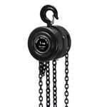 BALWONER 1 Ton 10 Feet Manual Hand Chain Block Hoist with 2 Heavy Duty Hooks for Lifting Black