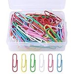 Coloured Paper Clips, 100 Pcs Paper Clamps for Office Stationery Plastic-Coated Paperclips Office Clips with Box