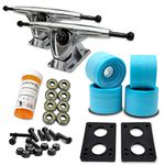 Yocaher Longboard Skateboard Trucks Combo Set w/ 71mm Wheels + 9.675" Polished/Black Trucks Package (Baby Blue, Polished Trucks)