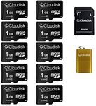 Cloudisk Micro SD Memory Cards Bulk Pack (10Pack 1GB)