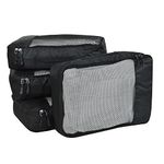 FATMUG Polyester Packing Cubes/Travel Pouch/Bag Suitcase Luggage Organiser Set Of 4 - Medium Size - Black