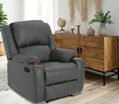 Lezino Single Seater Recliner Chair in Faux Leather (Manual Recliner, Grey)