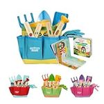 Blue Kids Gardening Tools - Includes Sturdy Tote Bag, Watering Can, Gloves, Shovels, Rake, and Delightful Children's Book - Kids Garden Tool Set -Easter Gifts for Toddler Age on up.