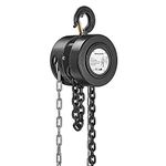 SPECSTAR Hand Chain Hoist 1 Ton 2200 Lbs Capacity 10 Feet with 2 Heavy Duty Hooks, Manual Chain Fall for Warehouse Building Automotive Machinery Black