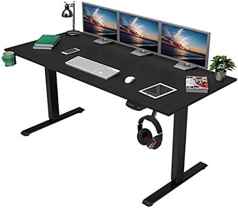 OUTFINE Dual Motor Height Adjustable Standing Desk Electric Dual Motor Home Office Stand Up Computer Workstation with Splice Board (Black, 63")