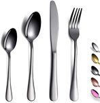 Black Cutlery Set 24 Pieces,Kyraton Titanium Black Plated Stainless Steel Tableware Set,Stainless Steel Flatware Set,Stainless Steel Flatware Silverware Sets,Dishwasher Safe.