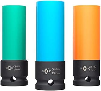 Lot de 3 douilles de serrage pour jantes alu 17/19/21 mm | WIESEMANN 80058 | pour visseuse à percussion | n'abîme pas les boulons | douille à choc | 0,5" | dans un coffret