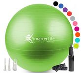 Exercise Ball for Yoga, Balance, Stability from SmarterLife - Fitness, Pilates, Birthing, Therapy, Office Ball Chair, Classroom Flexible Seating - Anti Burst, No Slip, Workout Guide