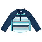 i play. by green sprouts unisex-baby Long Sleeve Rashguard | All-day UPF 50+ sun protection—wet or dry,Aqua Multistripe,12mo