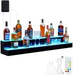 Acekool LED Lighted Liquor Bottle Display Shelf, 2 Tier 48 Inch Bottle Display Shelf Bar Shelve with Remote & App Control, 4 Modes, 16 Colors, Remote & App Control for Home Commercial Bar