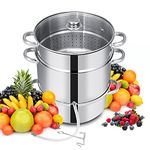 PETSITE 11-Quart Steam Juicer & Food Steamer Pot, Stainless Steel Vegetable Steamer Cookware, Silver