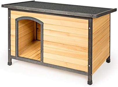 Tangkula Wooden Dog House, Outdoor Weather Resistant Pet Log Cabin, Pet Shelter Pet House with Hinged Roof, Open Entrance & Removable Floor (Medium)