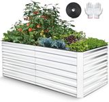 Homdox 6 * 3 * 2FT/266 Gallon Galvanized Raised Garden Bed, Outdoor Thickened Raised Garden Planter Box for Vegetable Flower Fruit, Rectangular Metal Planter Garden Box for Garden Yard, Sliver