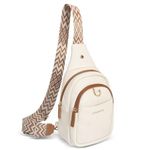 OSOCE Crossbody Bag for Women PU Sling Belt Bag Small Shoulder Chest Bag Purses with Adjustable Guitar Strap Phone Cable Hole Fanny Pack Cross Body Bags with for Ladies Travel Shopping