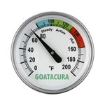 GOATACURA Compost Soil Thermometer, 304 Stainless Steel Case and Probe,1.75" Dial Size, 20" Stem Length, 0-200 Deg F, 3 Temperature Zones