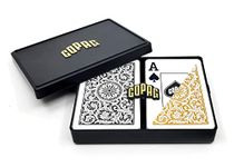 Copag 1546 Design 100% Plastic Playing Cards, Bridge Size (Narrow) Black/Gold (Jumbo Index, 1 Set)