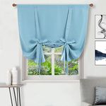 DWCN Blackout Curtains-Tie Up Shade for Window Thermal Insulated Room Darkening Rod Pocket Balloon Window Shades Curtains for Kitchen&Bathroom, Light Blue, W42 X L63 Inches, 1 Panel