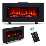 CO-Z 85cm Freestanding Electric Fireplace | 900W and 1800W Electric Fire with Thermostat, 5 Flame Effects, Log Display, and Remote Control for Bedroom Living Room Wall Decor