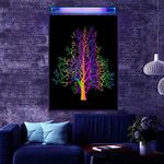 Blacklight premium VELVET material poster print 24x34 inch, reactive at UV light, glow at blacklight, art wall fluorescent poster, fluorescent ink print (Glow tree)