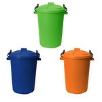 M1SS (Set of 3) 50 Litre Blue, Orange and Lime Green Heavy Duty Plastic Clip Lock Lid Bin Indoor or Outdoor Rubbish, Trash Can, Dustbin Waste or Storage of Animal Feed.