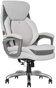 Sharper Image S600 Active Lumbar Ergonomic Bonded Leather Swivel Executive Massage Chair, White/Gray