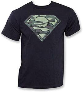 Superman DC Comics Camo Logo Adult Black T-Shirt Tee
