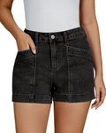 luvamia Washed Black Denim Shorts for Women Mom Jean Shorts High Waisted Womens Stretch Shorts Ladies Denim Shorts Cute Summer Shorts for Women Washed Black Size Medium US Size 8 to Size 10