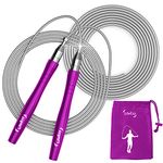 Jump Rope, High Speed Weighted Jump Rope - Premium Quality Tangle-Free - Self-Locking Screw-Free Design - Jump Ropes for Fitness - Skipping Rope for Workout Fitness, Crossfit & Home Exercises (Purple)