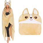 Moyel Corgi Gifts Wearable Blanket Hoodie for Women Fluffy Fuzzy Soft Corgi Blanket Christmas Mothers Day Birthday Gifts for Women Mom Daughter Wife Girlfriend, 59”x51”