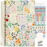 bloom daily planners HARDCOVER 2025 Calendar Year Day Planner (January 2025 - December 2025) - Passion/Goal Organizer - Monthly & Weekly Inspirational Agenda Book - 5.5" x 8.25" - Garden Party, Beige