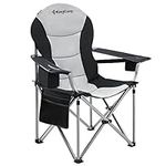 KingCamp XL Heavy Duty Camping Chair for Large People with Lumbar Back Support 350 LBS High Back Camping Chairs for Adults with Cooler Bag and Armrest for Outdoor Garden Picnic