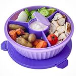 Yumbox Poke Bowl, Leakproof Salad Bowl with lid, Removable 3-Section Divider, 4.2 Cups Volume, Easy-Open Triple Latches; removable and built-in toppings cup, bento lunch (Maui Purple)